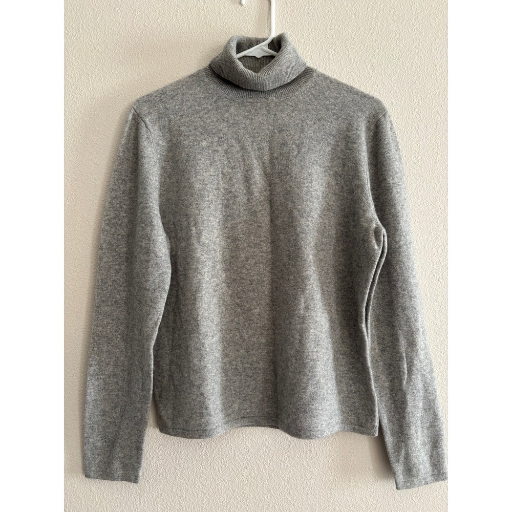 Deane & White Cashmere Turtleneck Sweater Womens Large Gray Quiet Luxury Capsule